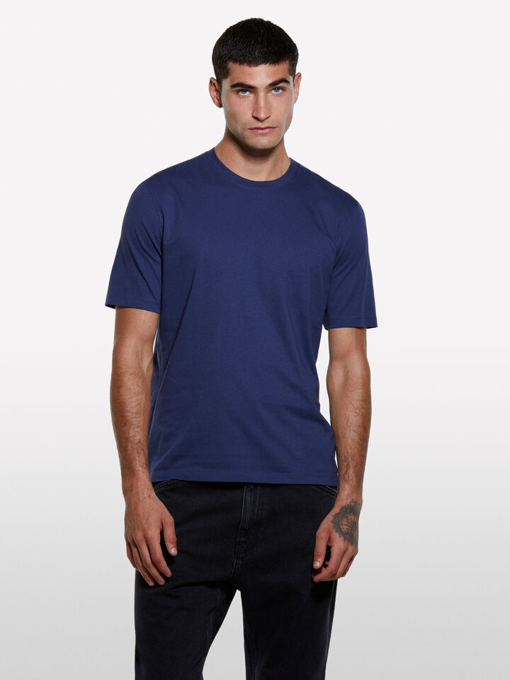 Blue regular fit short sleeve t-shirt  - men's short sleeve t-shirts - Blue | Sisley image number 3